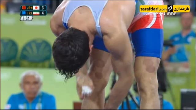 ویدیو؛ لحظه پرت شدن حمید سوریان به بیرون از تشک و برخورد به اسکوربورد (کشتی فرنگی المپیک ریو 2016)