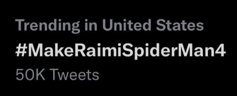 #makeraimispiderman4 یک ساعت پیش ۵۰ هزار توییت در آمریکا رو رد کرد