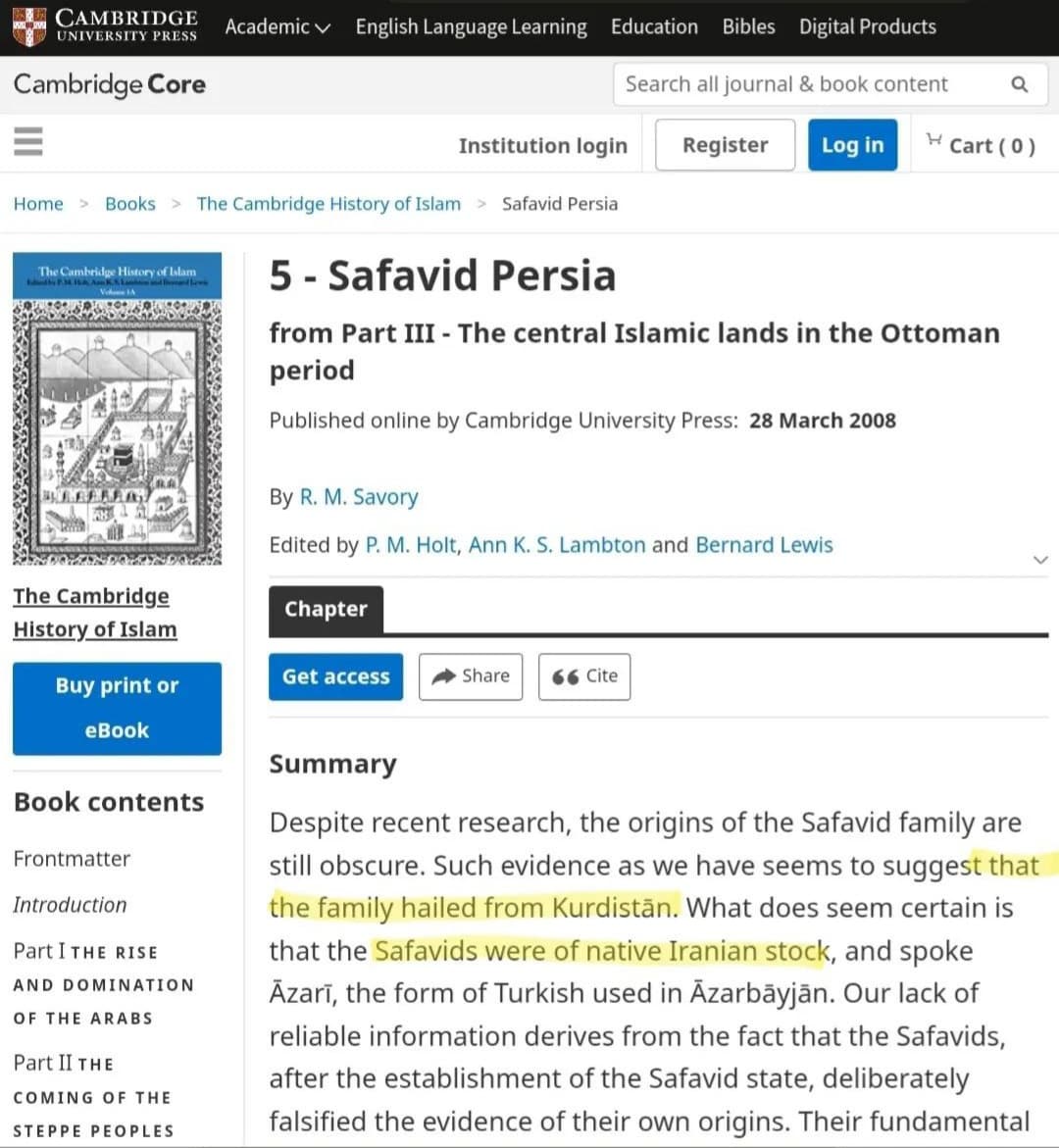 منشاء ایرانی صفویان / وبسایت دانشگاه Cambridge 