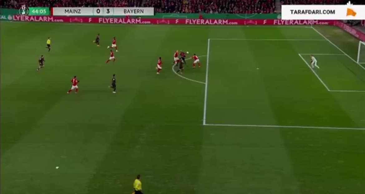 گل لروی سانه به ماینتس روی پاس گل زیبای چوپوموتینگ ( بایرن مونیخ 3-0 ماینتس )
