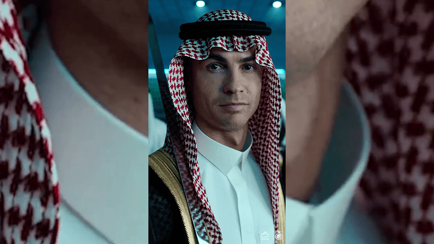 کریستیانو رونالدو با شمشیر و لباس عربی؛ تیزر ستارگان النصر به مناسبت روز ملی عربستان سعودی / فیلم