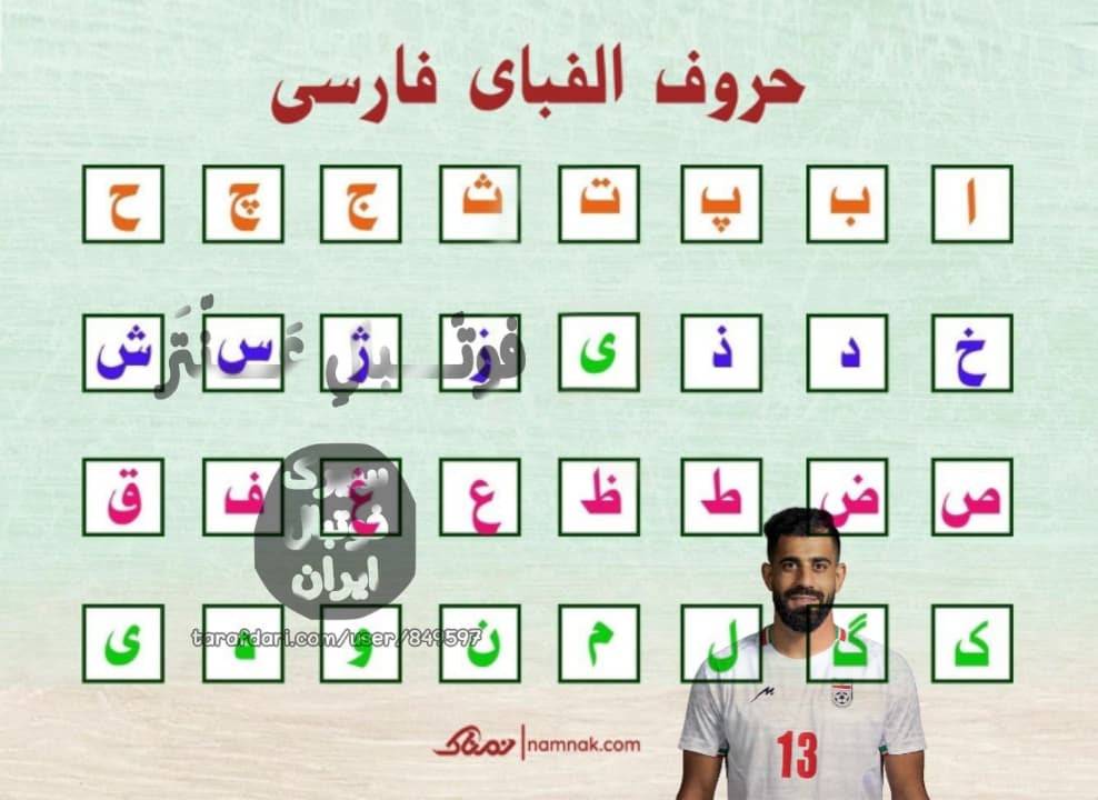 حروف الفبای حسین کنعانی زادگان