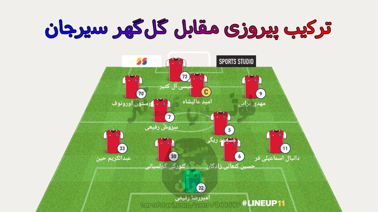  ترکیب پرسپولیس مقابل گل‌گهر