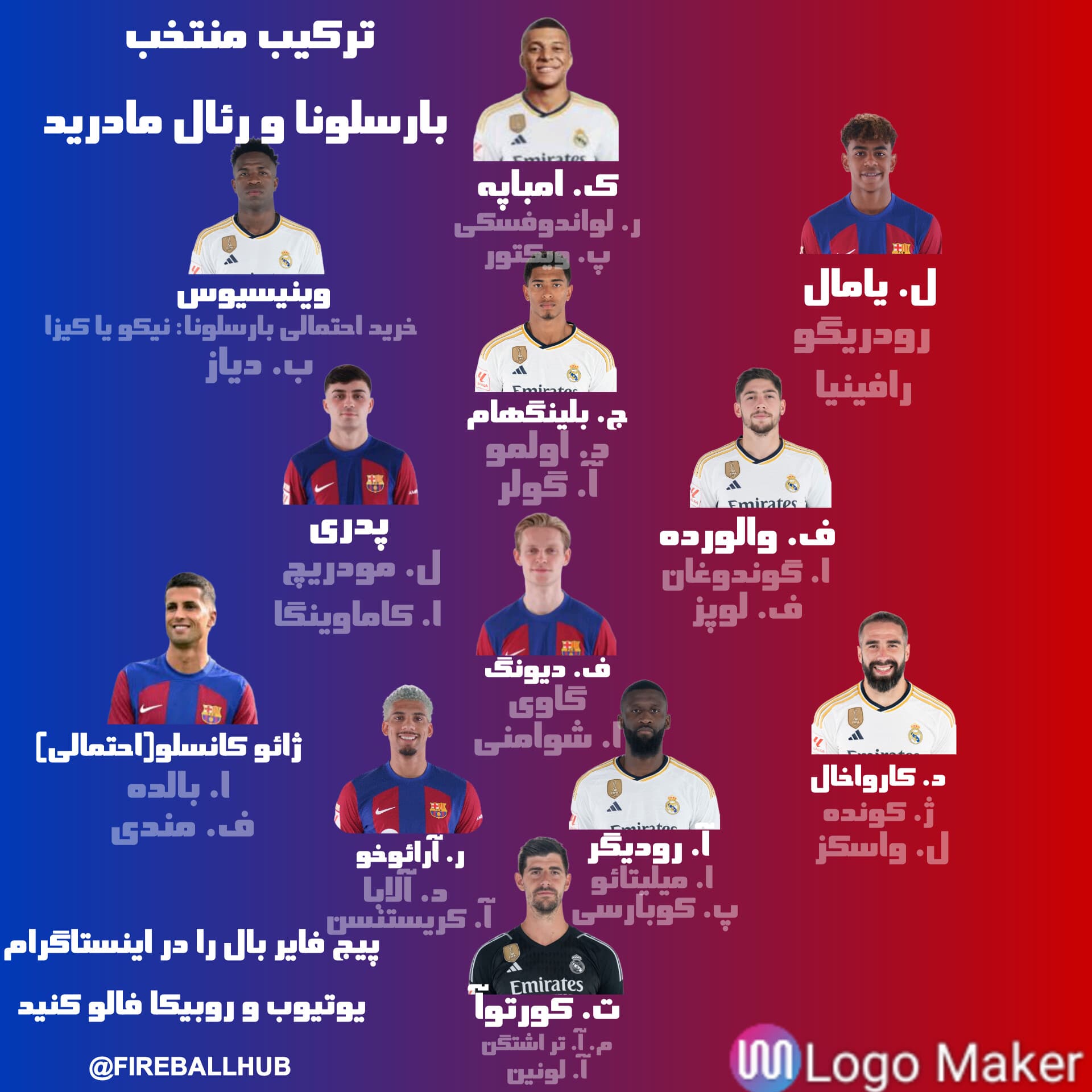 ترکیب منتخب بارسا و رئال در فصل جاری به همراه نیمکت و جزئیات