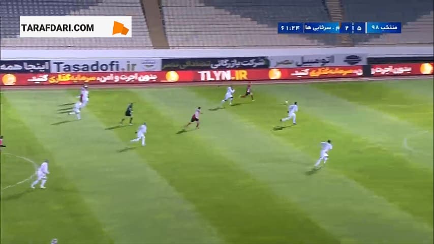 گل حمید درخشان به منتخب 98 از روی نقطه پنالتی (منتخب 98 5-3 منتخب سرخابی‌ها)