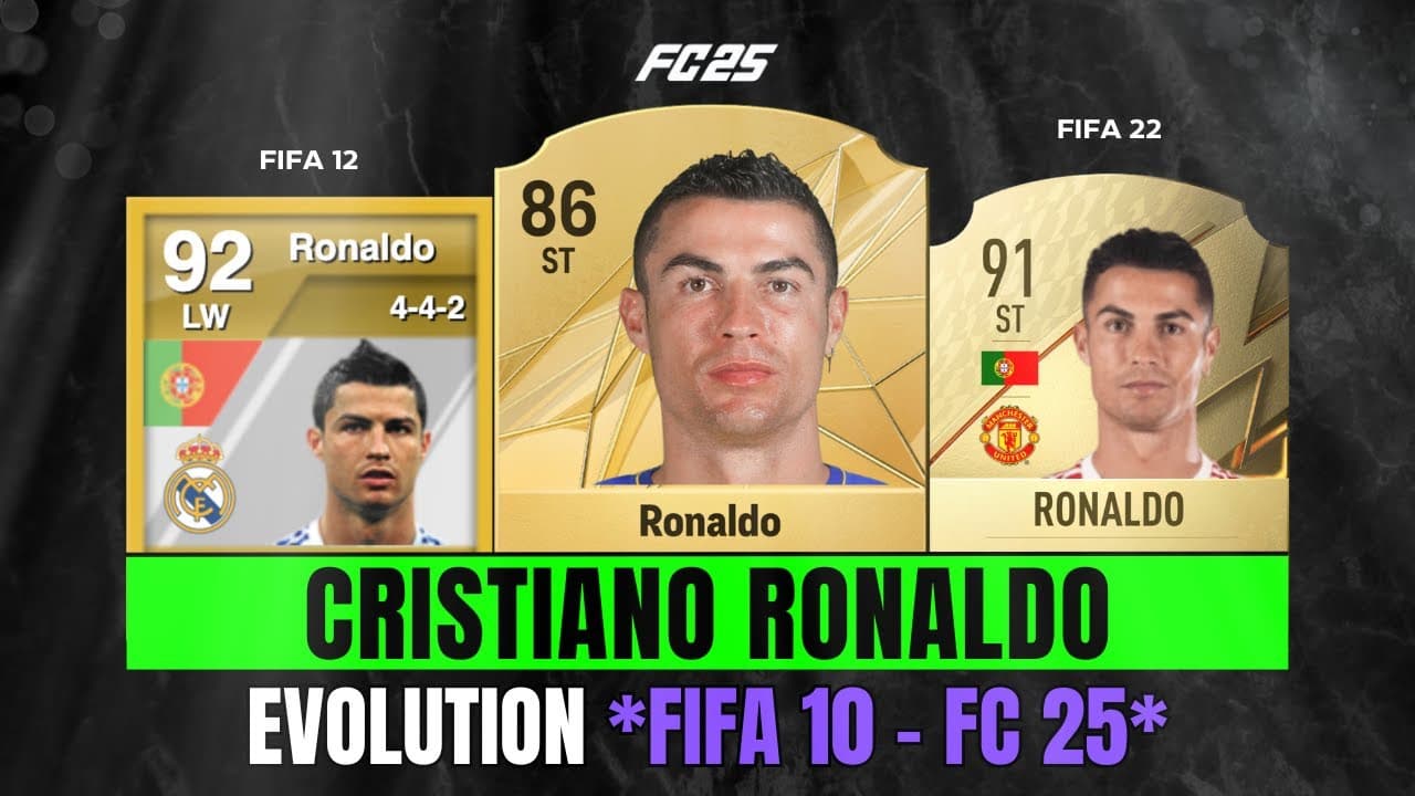 مقایسه ریتینگ کریستیانو رونالدو از FIFA 10 تا FC 25