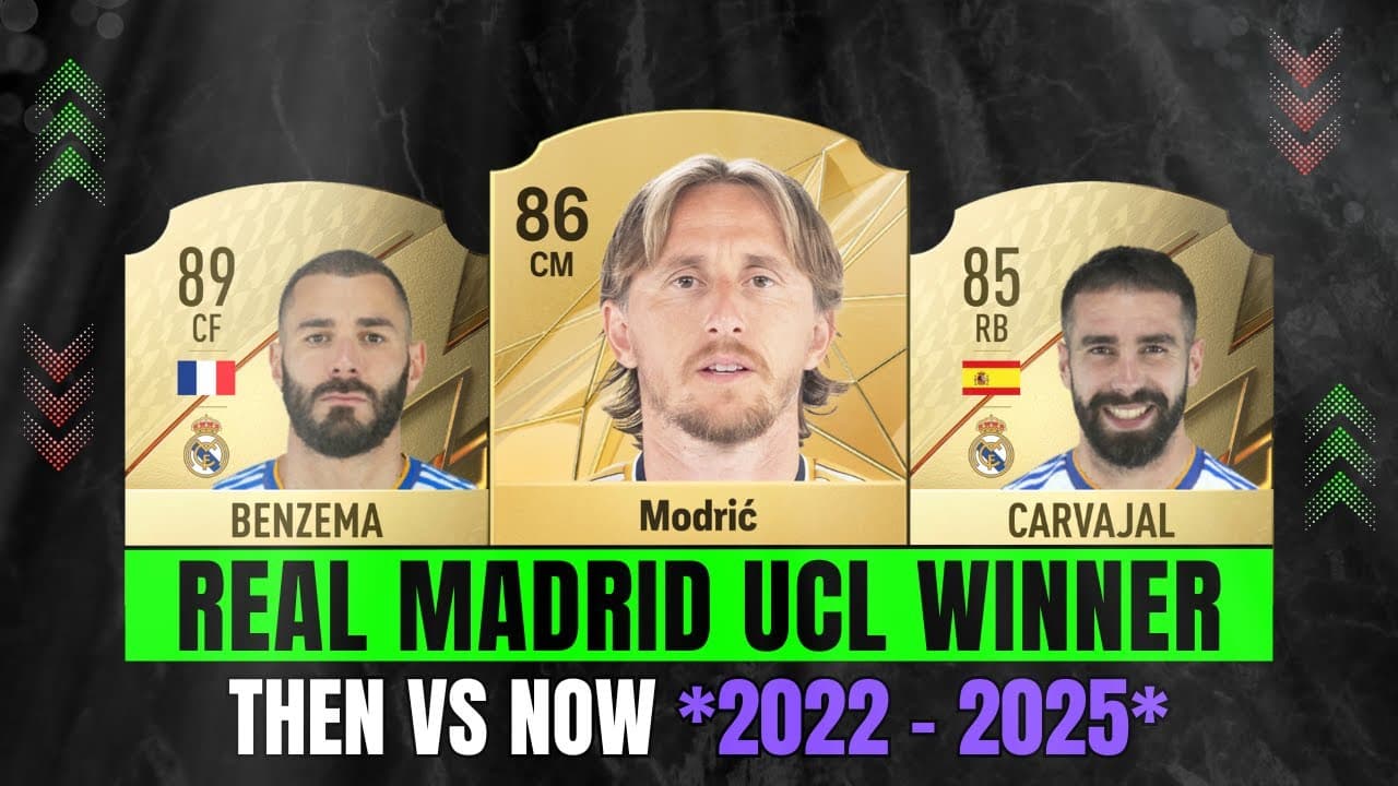 مقایسه ریتینگ بازیکنان رئال مادرید قهرمان لیگ قهرمانان 2022 در FIFA 22 و FC 25