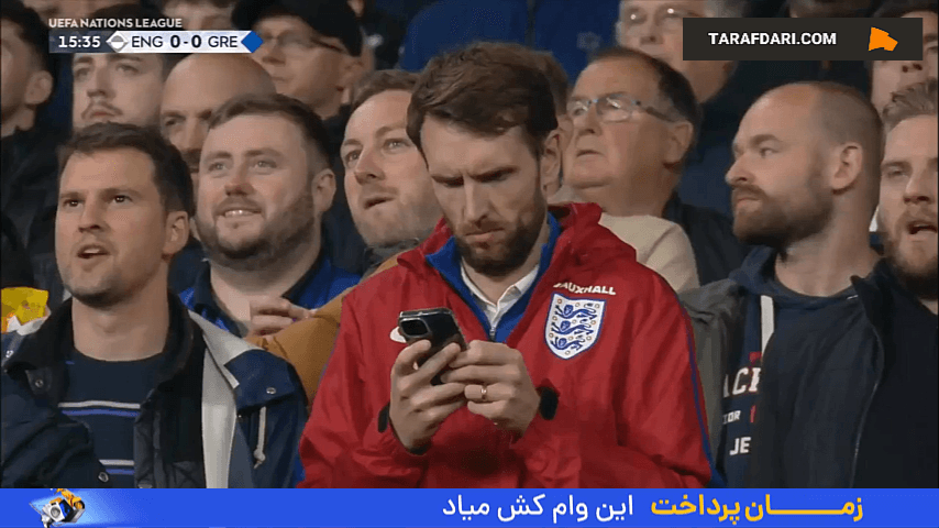 حضور یک هوادار انگلیس با شکل و شمایل گرت ساوتگیت در ورزشگاه ومبلی!