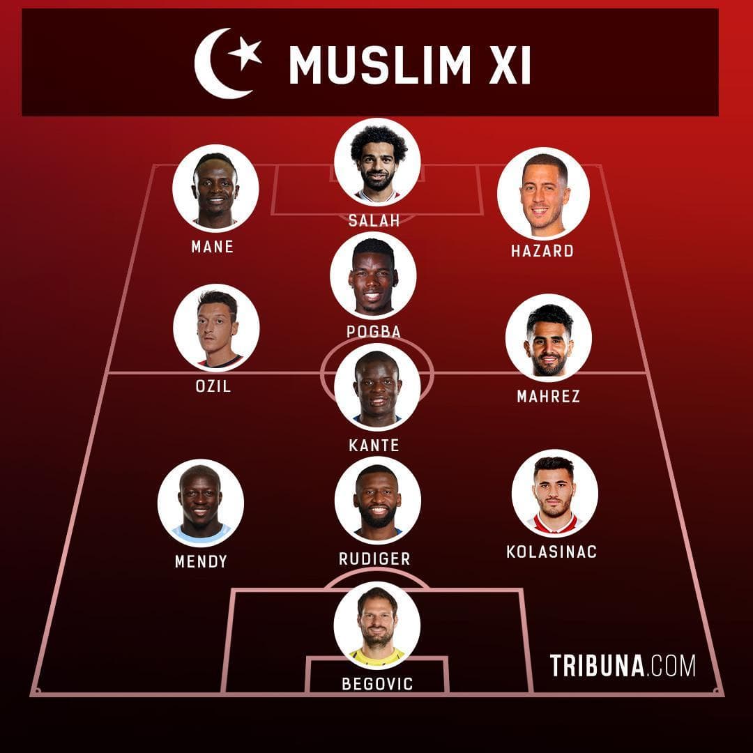 ترکیب منتخب از بازیکنان مسلمان با حضور محمد صلاح و ادن هازارد