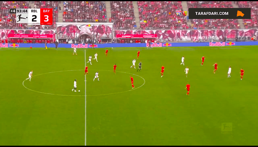گل پولسن به بایرن مونیخ روی اشتباه بازیکنان (لایپزیش 3-3 بایرن مونیخ)