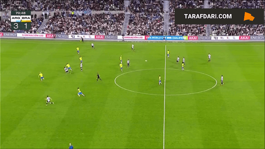 گل جولیانو سیمئونه به برزیل (آرژانتین 4-1 برزیل)