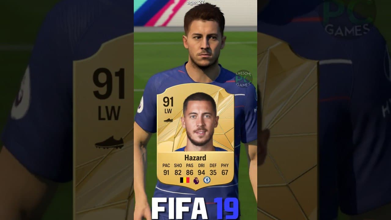 مقایسه ریتینگ و تفاوت ظاهری ادن هازارد از FIFA 09 تا EA FC 25