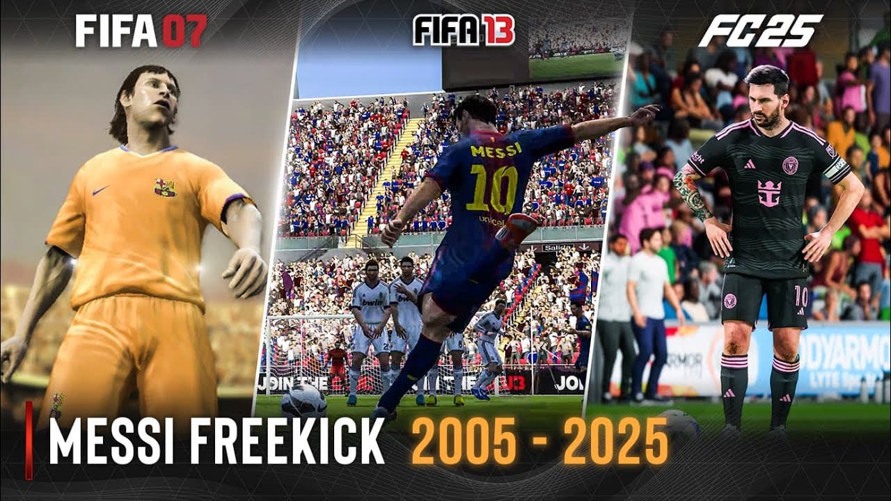 مقایسه ضربات آزاد لیونل مسی از FIFA 05 تا EA FC 25