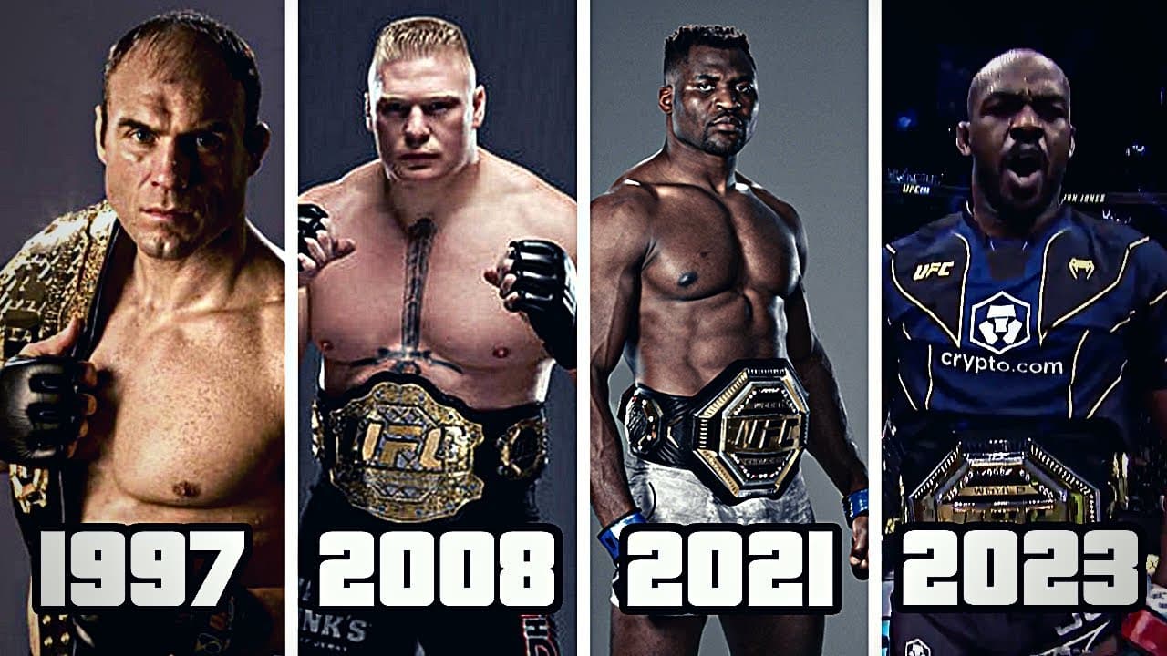تمام قهرمانان سنگین وزن تاریخ UFC از سال 1997 تا 2024؛ با حضور براک لزنر، فرانسیس انگانو، کین ولاسکز و استیپه میوچیچ