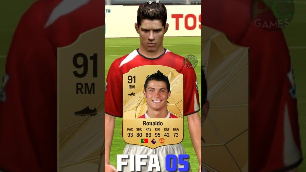 مقایسه تفاوت ظاهر و ریتینگ کریستیانو رونالدو از FIFA 04 تا EA FC 25