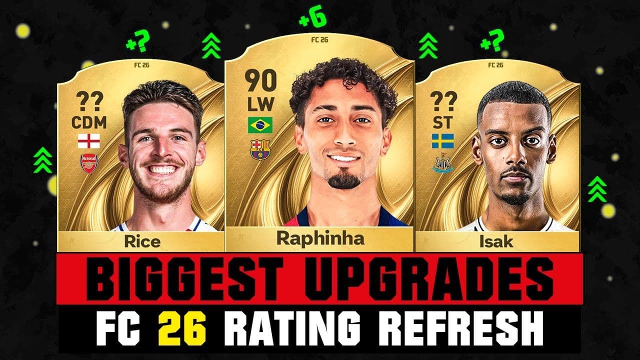 بیشترین افزایش ریتینگ احتمالی بازیکنان در بازی EA FC 26 با حضور رافینیا، رایس و ایساک