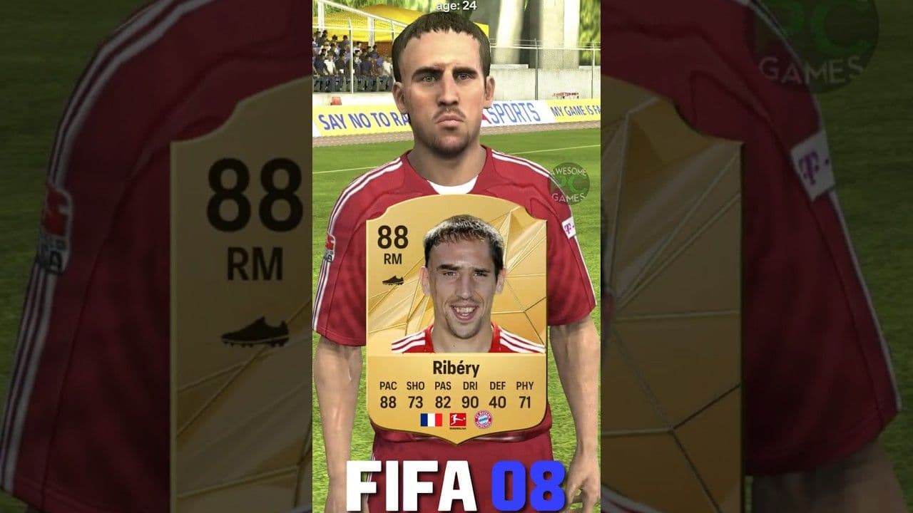 مقایسه تفاوت ظاهر و ریتینگ فرانک ریبری از FIFA 05 تا EA FC 25