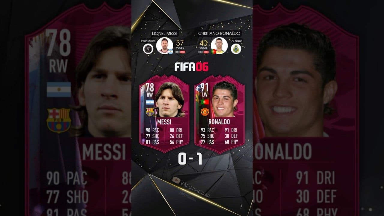 مقایسه ریتینگ لیونل مسی و کریستیانو رونالدو از FIFA 06 تا EA FC 25