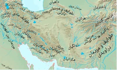 نقشه ترکیب قومی فلات ایران در بین سال های  450تا320 قبل از میلاد 