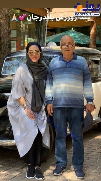 ورزش لیلا اوتادی به همراه پدرش با مانتوی گشاد!/ عکس
