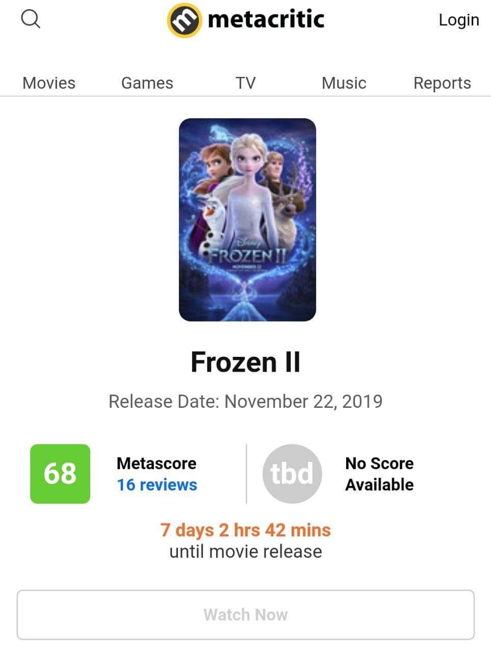 نمره قسمت دوم انیمیشن Frozen با ۱۶ نقد منتشر شدا #Metacritic 
