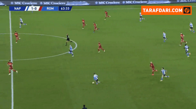 گل فابین رویز به رم (ناپولی 2-0 رم)