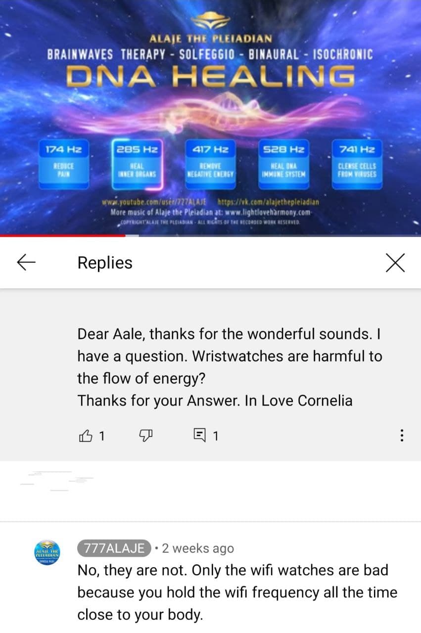 پاسخ آلایا به سوالی درباره تاثیر ساعت مچی و ساعت wifi بر جریان انرژی